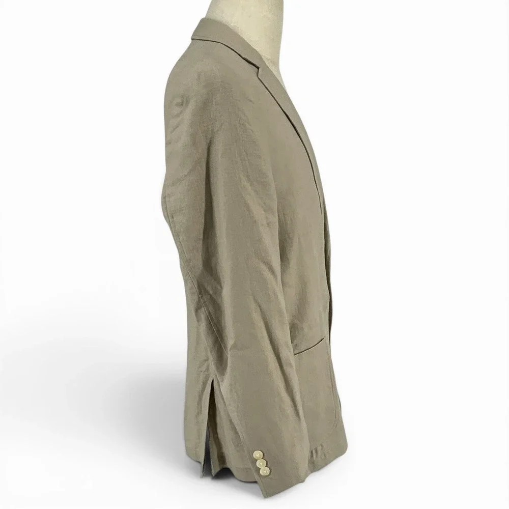 Alan Flusser Mens Tan Linen Blend‎ 2 Button Sport Coat Blazer Paisley Lining M